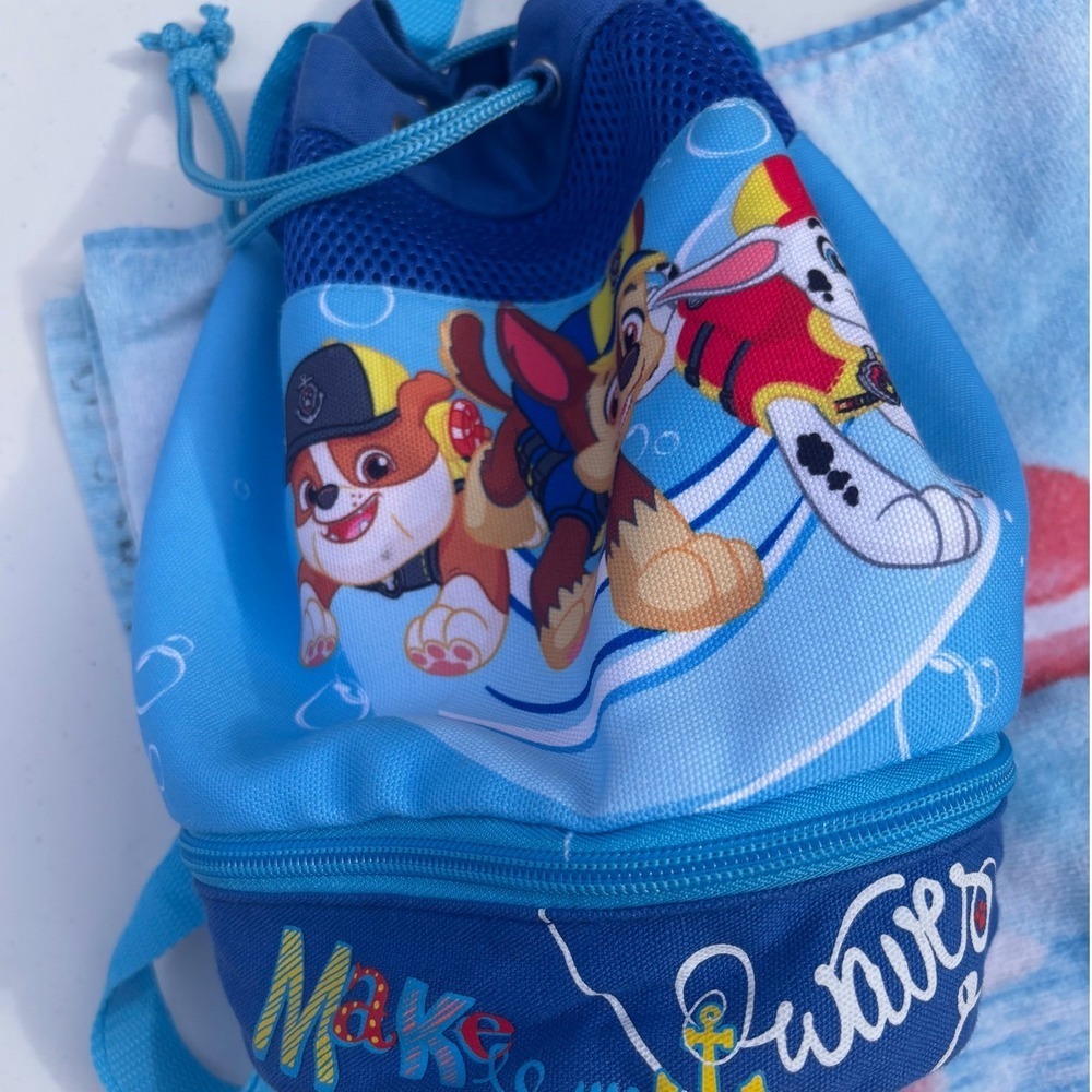 Paw Patrol Beach Towel and Backpack Set Kids Blue Make Some Waves